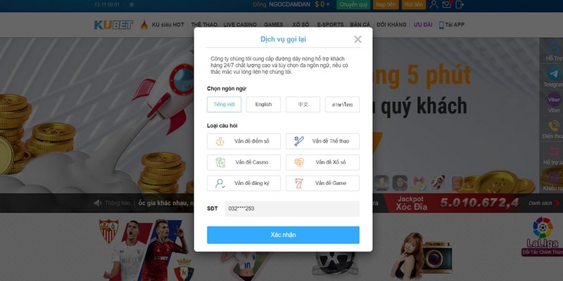 Hướng dẫn liên hệ Ku11 cho các anh em hội viên 2 Dịch vụ chăm sóc khách hàng Ku11